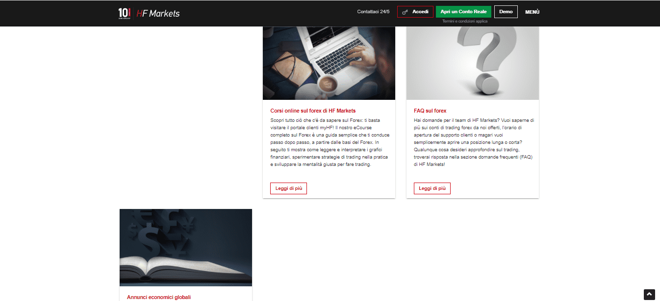 Istruzione di HF Markets